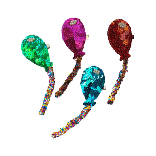 Festive Balloon Hair Clip for Girls – Glittery Paillettes Barrette in Multiple Colors