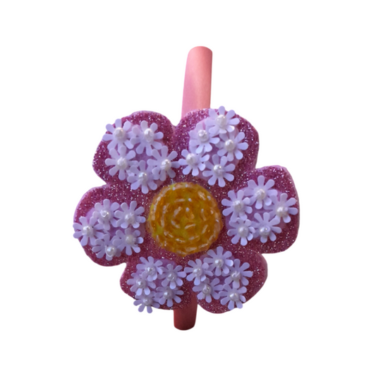 Pink Flower Headband for Girls – Soft, Customizable Floral Hair Accessory