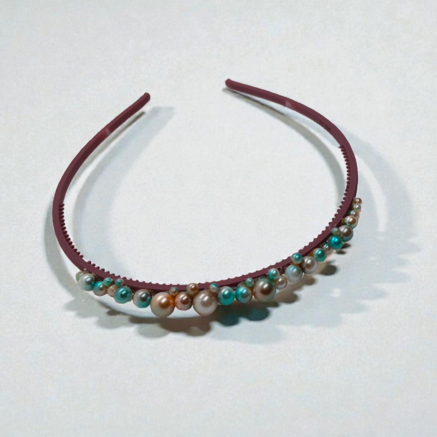 Holiday Bauble Headband for Girls – Elegant Christmas Hairband in Petrol Green, Navy Blue & Café au Lait