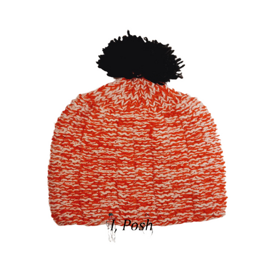 Kids’ Red, White & Black Wool Beanie – Handcrafted Winter Hat for Girls