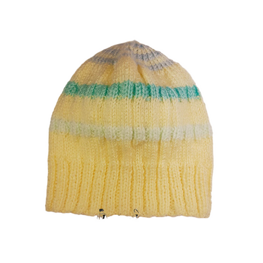 Baby Yellow & Blue Wool Beanie – Handcrafted Soft Winter Hat
