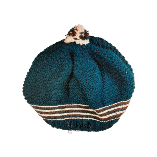 Women’s Navy Blue Wool Beanie – Soft Ribbed Knit Winter Hat