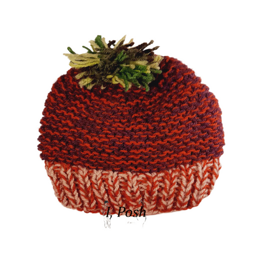 Kids’ Red, Purple, Pink & Green Wool Beanie – Handcrafted Colorful Winter Hat