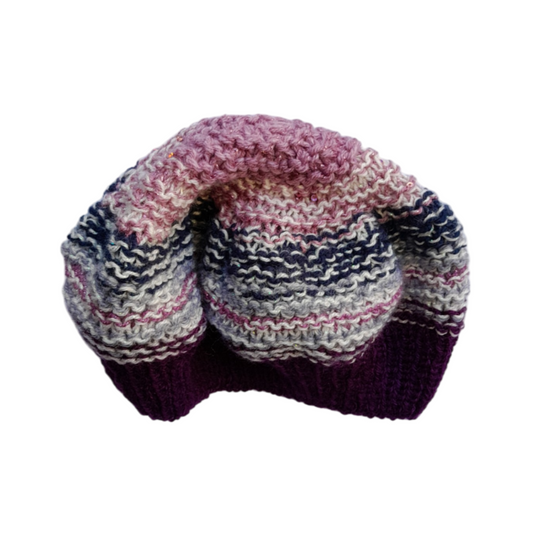 Women’s Stylish Wool Beret – Hand‑Knit Shades of Pink, Blue & Purple Winter Hat