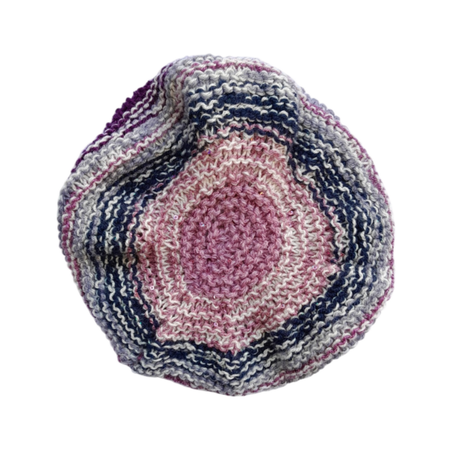 Women’s Stylish Wool Beret – Hand‑Knit Shades of Pink, Blue & Purple Winter Hat
