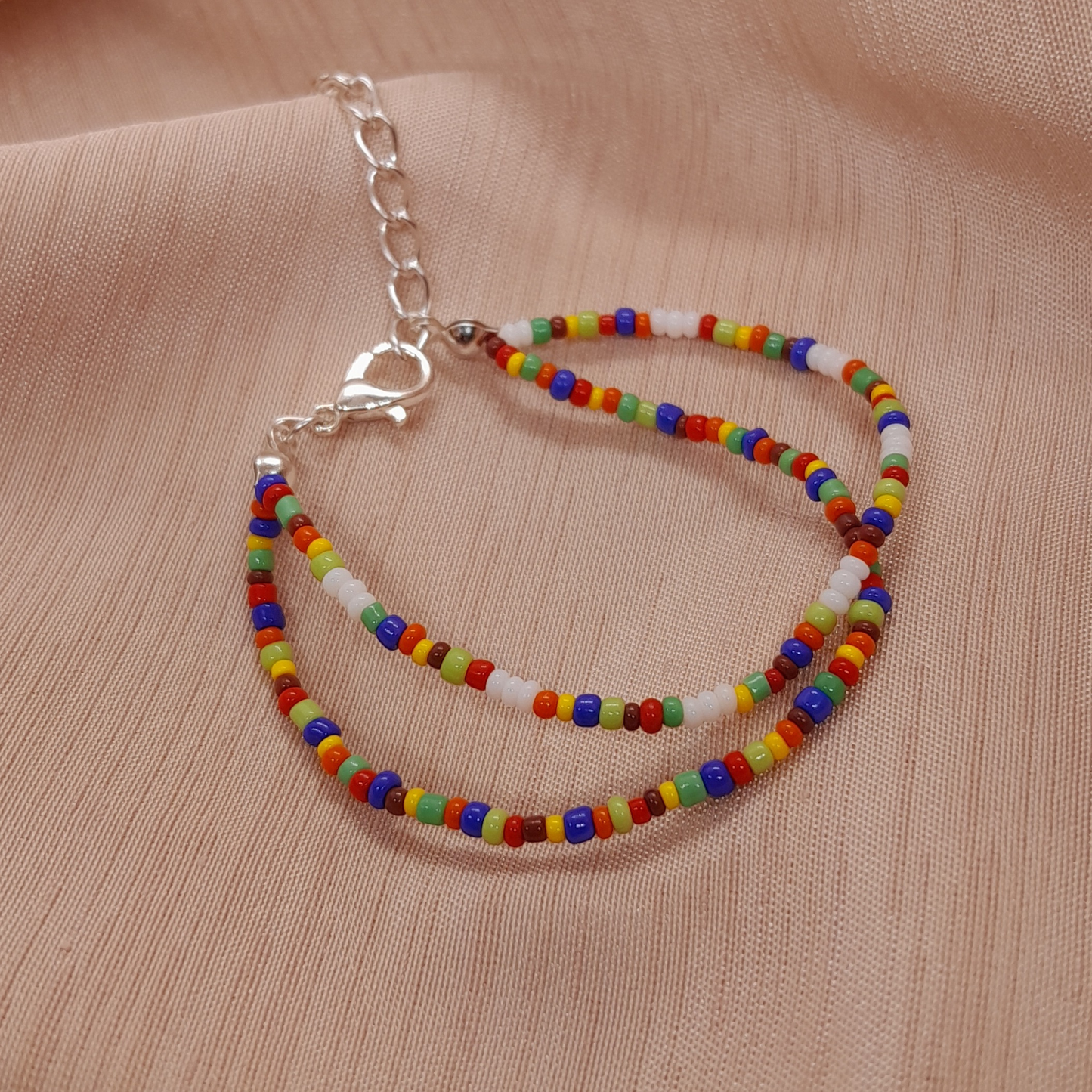 Cheerful Handmade Beaded Bracelet – Double-Thread Design for Girls