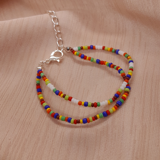 Cheerful Handmade Beaded Bracelet – Double-Thread Design for Girls