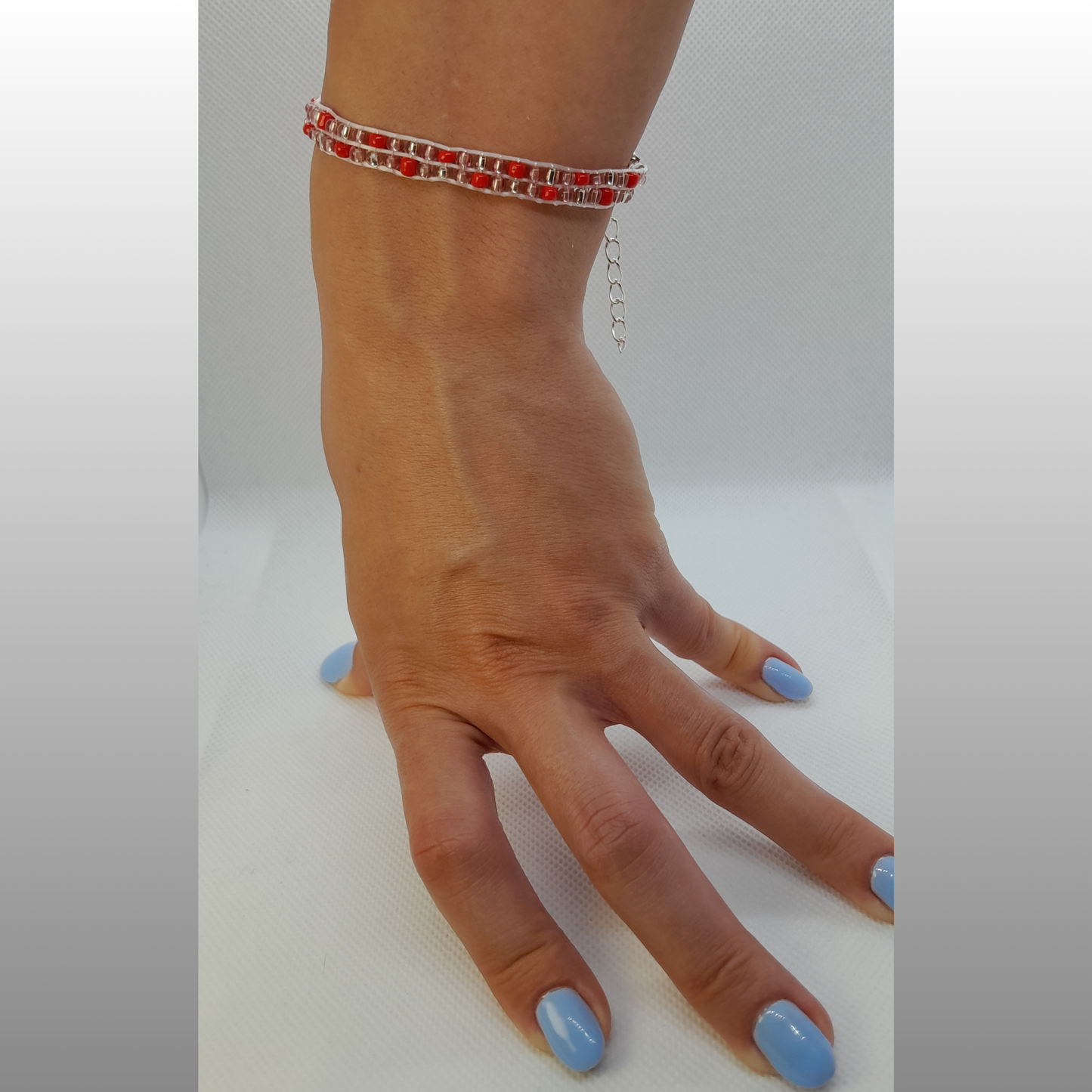 Bold & Beautiful 3-Thread Bracelet with Sparkling Red and Reddish Transparent Beads – For Girls and Women
