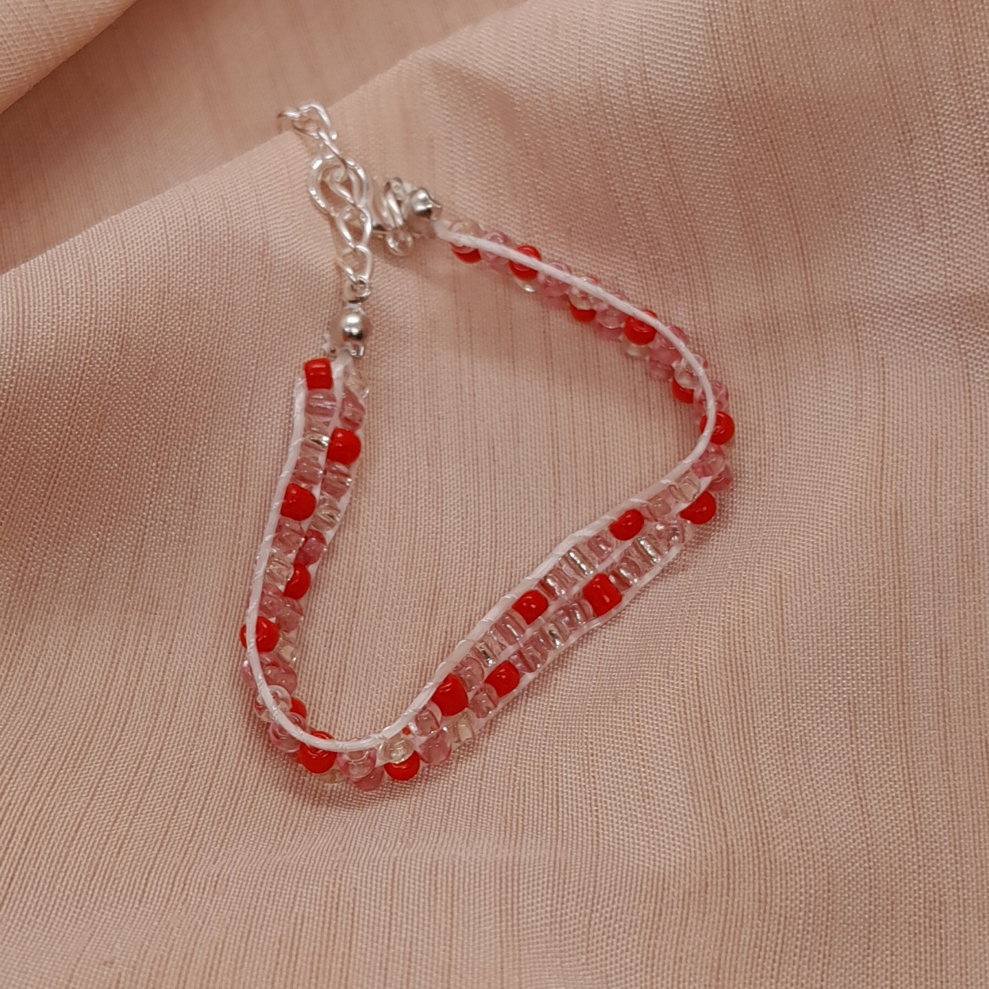 Bold & Beautiful 3-Thread Bracelet with Sparkling Red and Reddish Transparent Beads – For Girls and Women