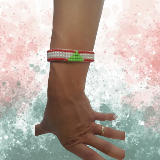 Limited Edition Lebanon-Inspired Bracelet – Handcrafted with Luxe Faux Pearls, Red & Green Beads – Chic Patriotic Jewelry for All Ages