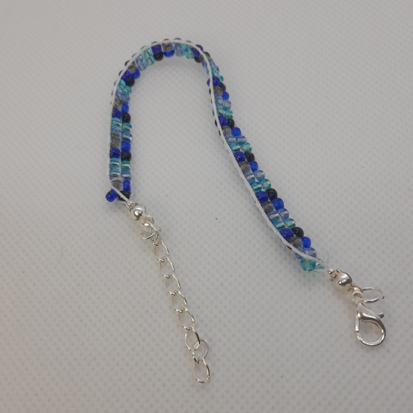 Sophisticated Dual-Strand Beaded Bracelet – Royal & Marine Blue with Black & Gray