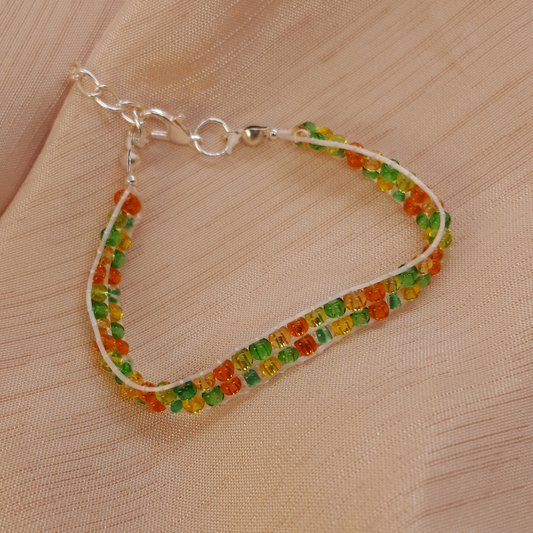 Elegant Refined Double-Strand Bracelet for Women – Earth-Inspired Beads in Forest Green, Brique & Hazel