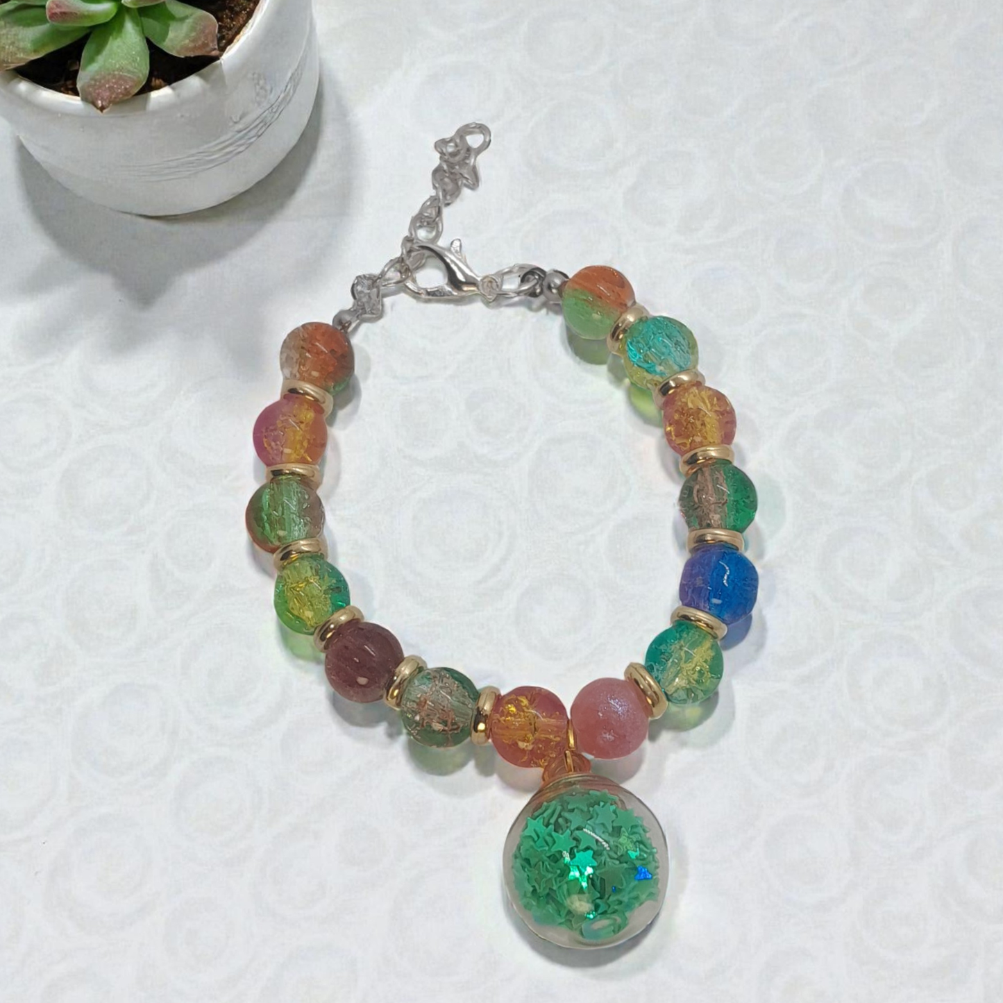 Women’s Holiday Stone Bead Bracelet – Youthful, Elegant Handmade Jewelry