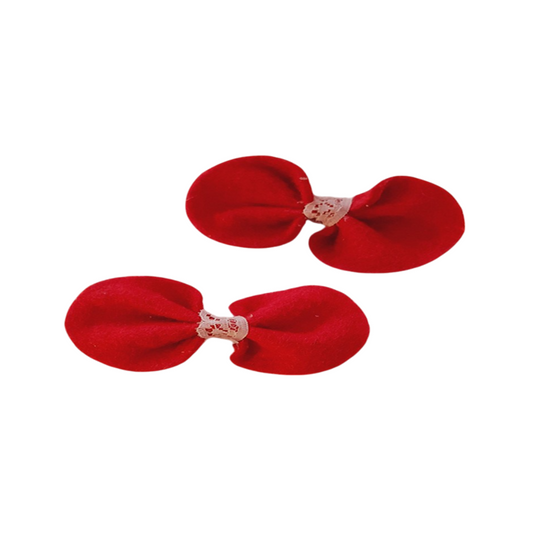 A Pair of Red Felt Classic Bow Hair Clips for Girls – Soft Wool Felt Hair Accessories