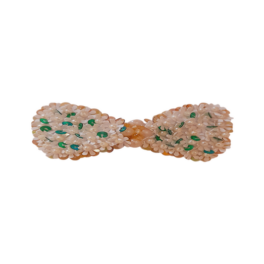 White Beaded & Sequin Hair Clip – Elegant Paillettes Accessory for Women & Girls