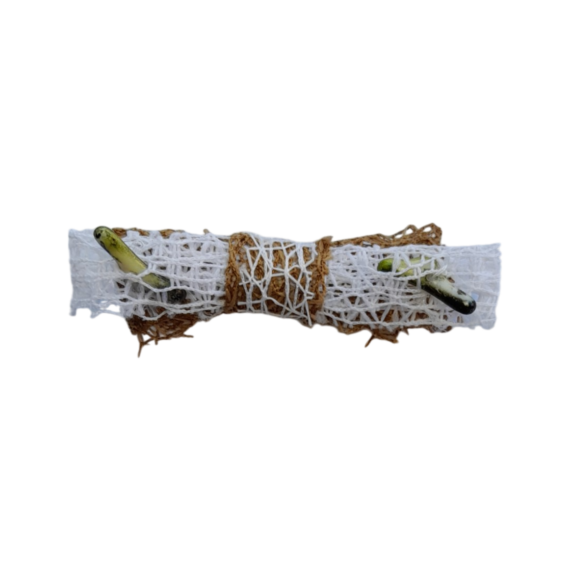 Handcrafted White Jute Bow Hair Clip with Colorful Beads – Cute Accessory for Girls
