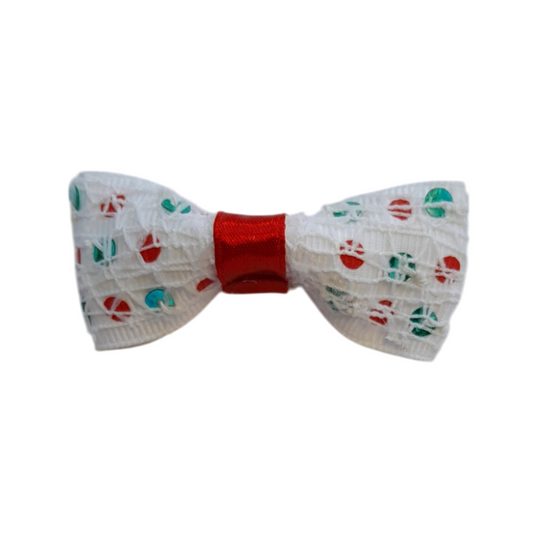 White Jute & Polka Dot Satin Bow – Rustic-Elegant Hair Accessory for Girls & Women