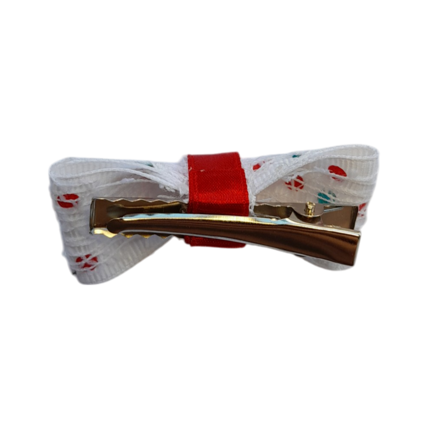 White Jute & Polka Dot Satin Bow – Rustic-Elegant Hair Accessory for Girls & Women