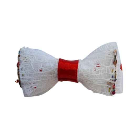 White Jute & Satin Hair Bow – Rustic-Chic Accessory for Girls & Women