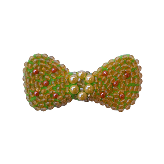 Elegant Beaded Bow Hair Clip for Women – Sparkly Soirée & Casual Accessory