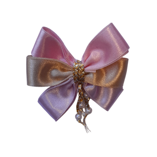 Purple & Gold Satin Bow Hair Clip for Women – Elegant Soirée & Everyday Style