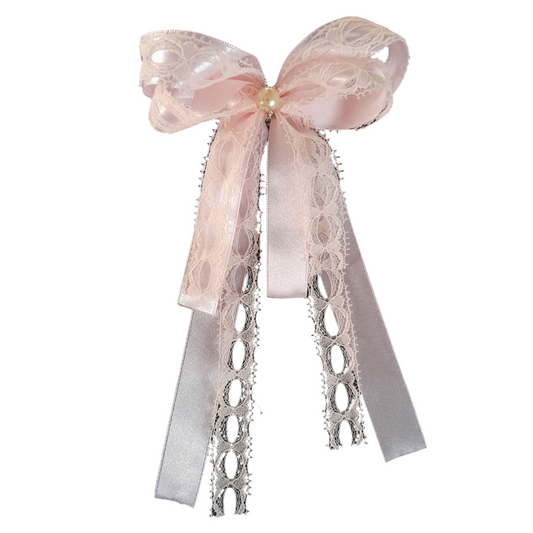 Delicate Pink Satin and Dentelle Hair Clip – Stylish Rose-Shaped Hair Accessory