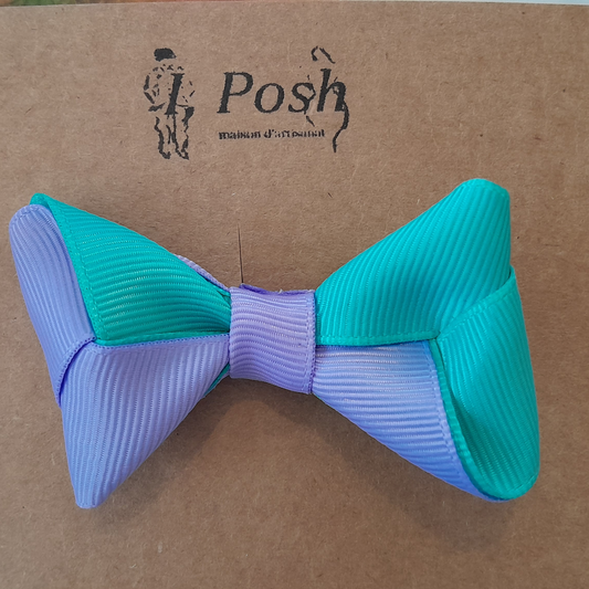 Aqua & Lavender Color Block Hair Bow Pin