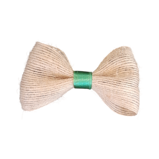 Jute & Green Satin Bow Tie for Boys – Rustic & Stylish Formal Accessory