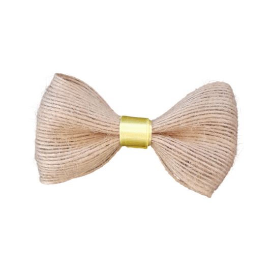 Jute & Yellow Satin Bow Tie for Boys – Classic & Stylish Formal Accessory