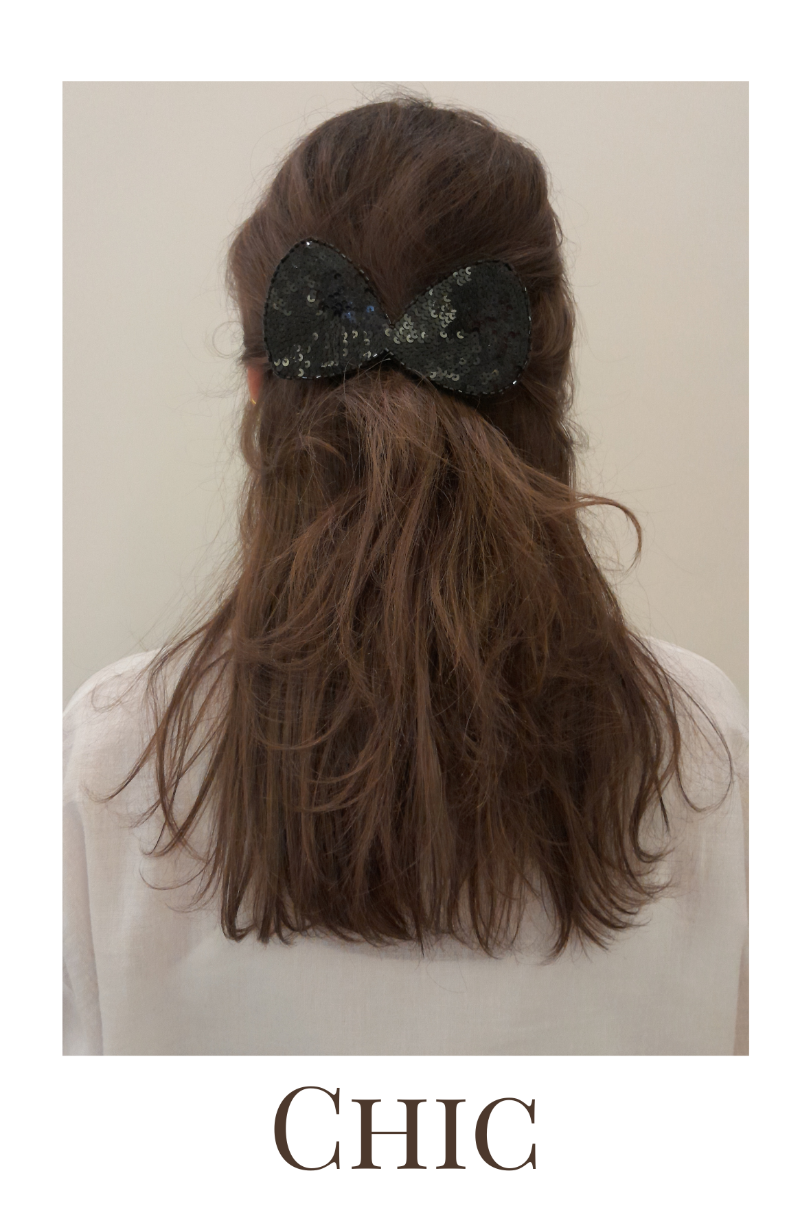 Black & Silver Paillettes Bow Hair Clip for Women – Sparkly, Elegant Evening Accessory