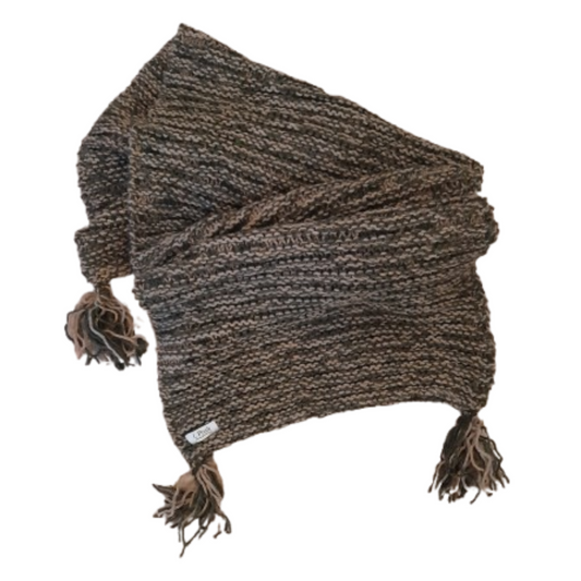 Handmade Wool Scarf for Women – Brown, Hazel & Beige – Soft Winter Knit Wrap