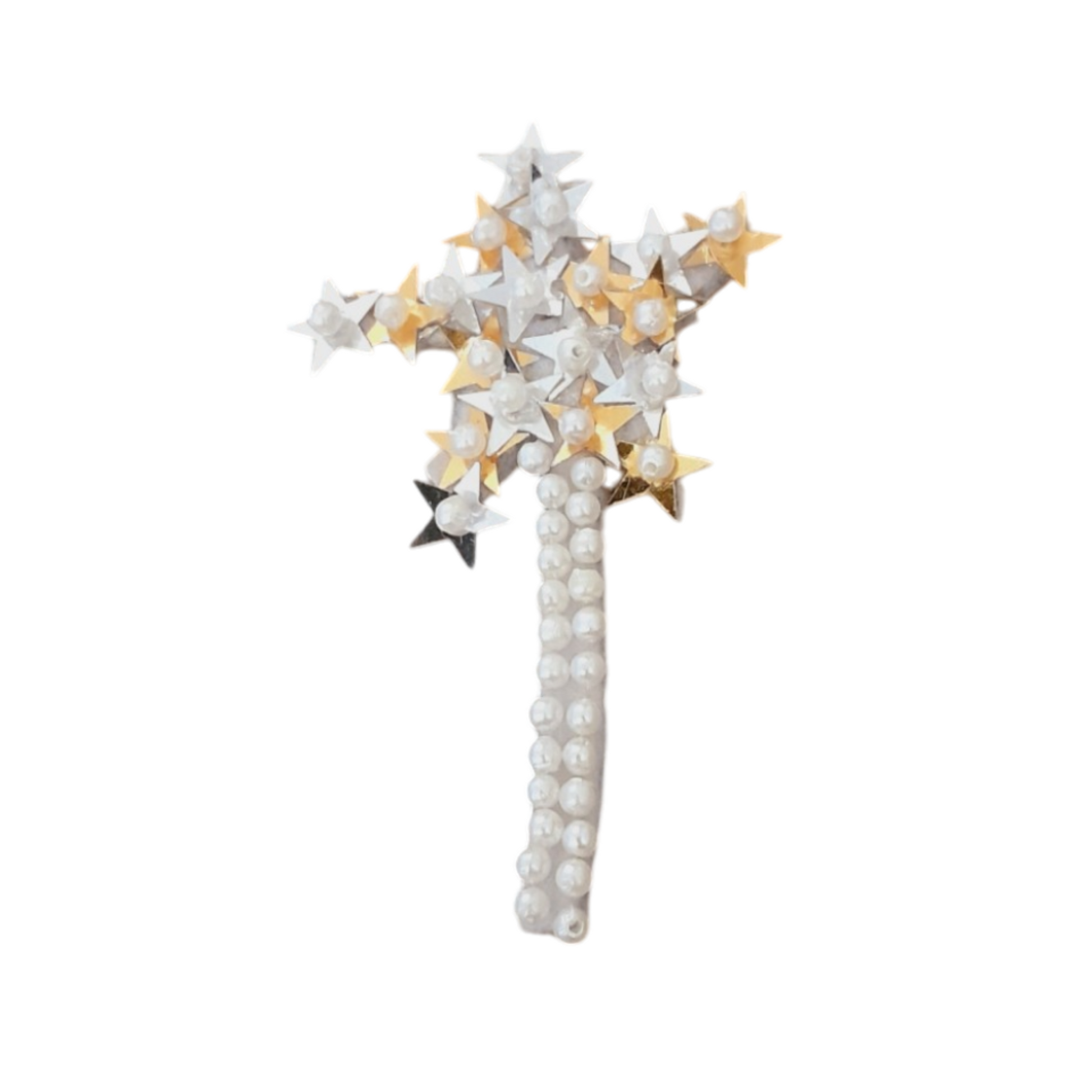 Festive Magic Wand Hair Clip for Girls – Sequin Star Barrette with Ribbons