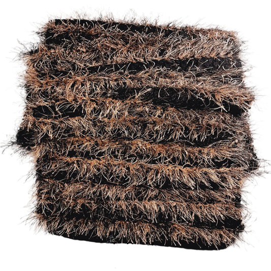 Elegant Black & Golden Wool Fur – Luxurious Winter Accessory for Women