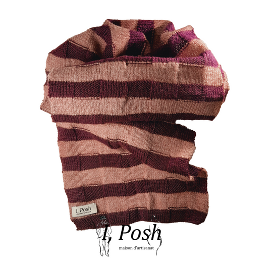 Women’s Handmade Wool Scarf – Pink & Purple Soft Knit Winter Accessory