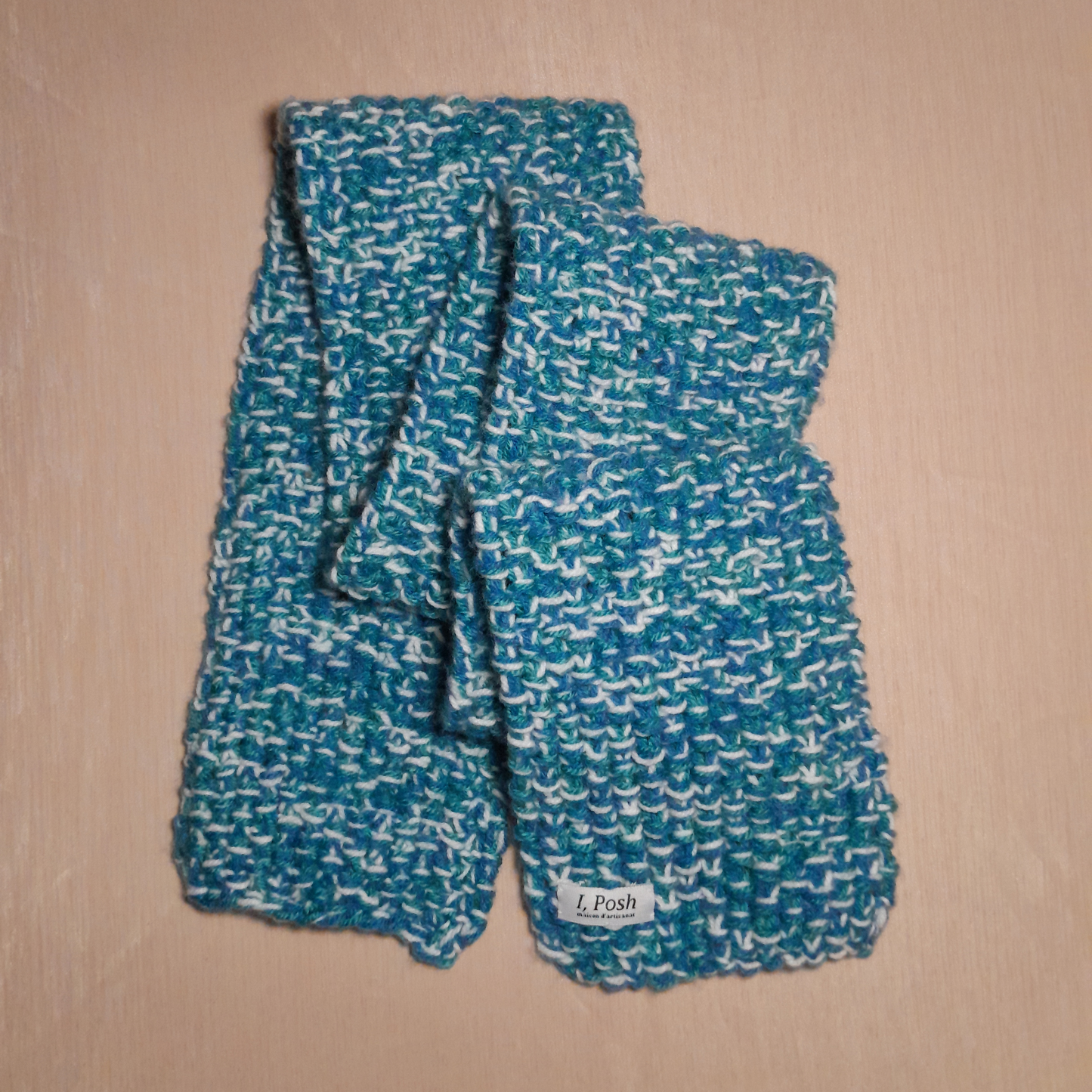 Chic Wool Scarf for Boys – Aqua Blue Palette with Subtle White Detail