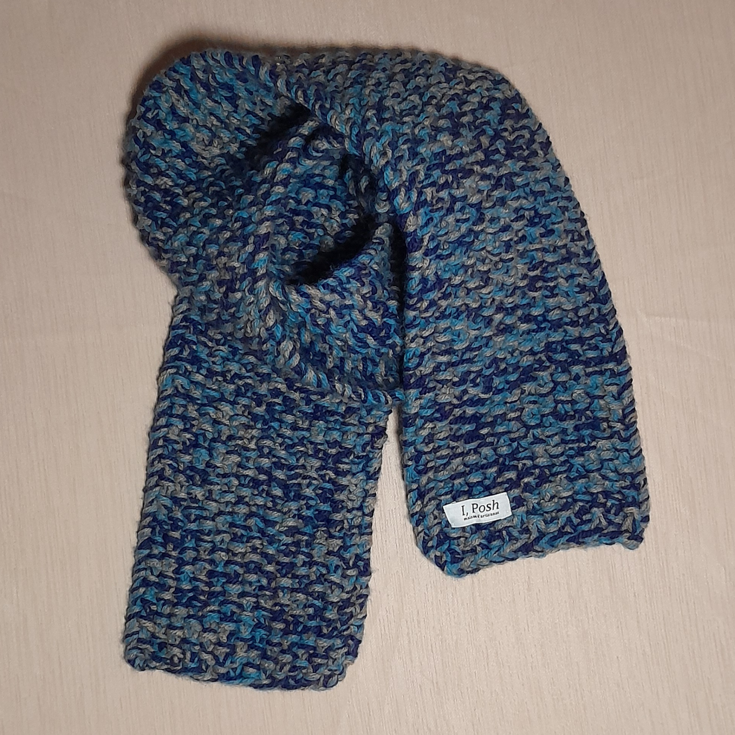 Boys’ Handmade Wool Scarf – Gitane and Navy with Soft Beige Detail