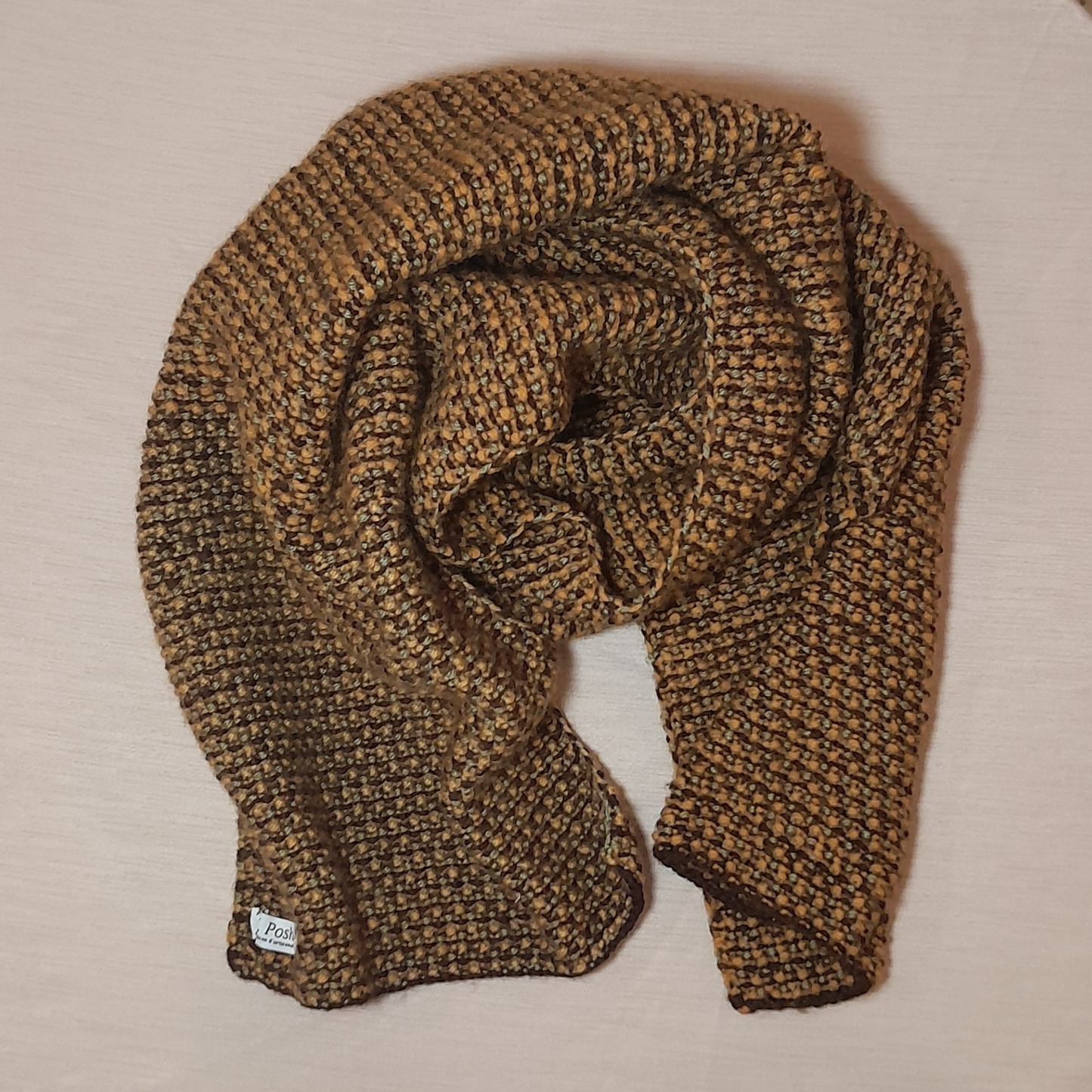 Luxury Handmade Wool Scarf – Lentil Seed Knit Design in Natural Earthy Colors for Women