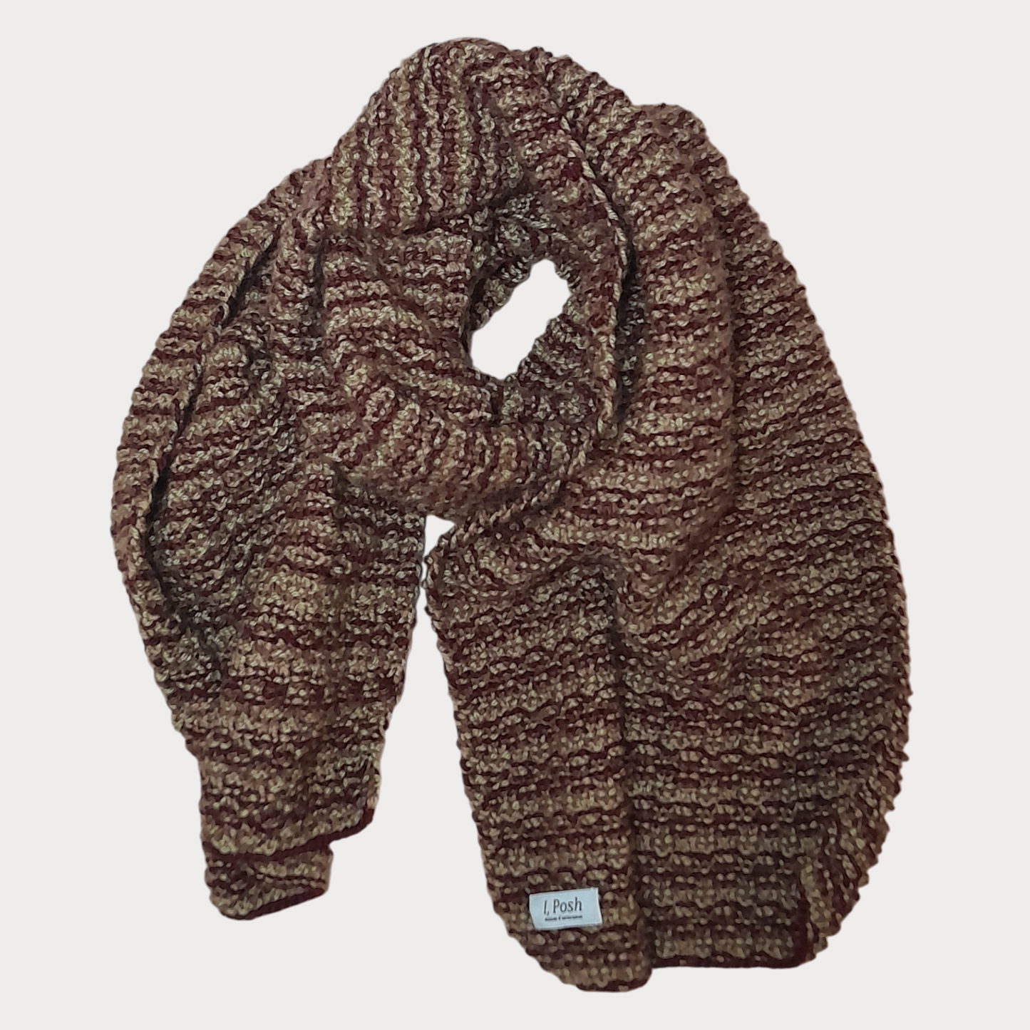 Handmade Wool Scarf for Women – Elegant Sophisticated Winter Wrap in Wine Red, Beige, Herbal Green & Coffee Brown