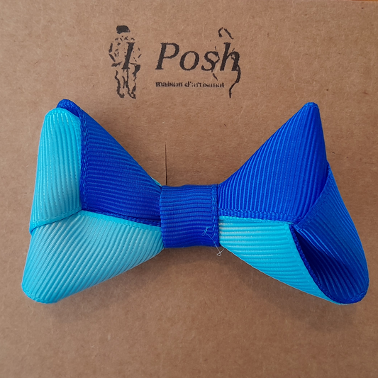 Dual-Tone Blue Grosgrain Bow Hair Clip