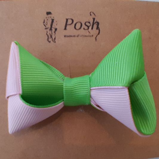 Pink & Green Grosgrain Double Loop Hair Bow