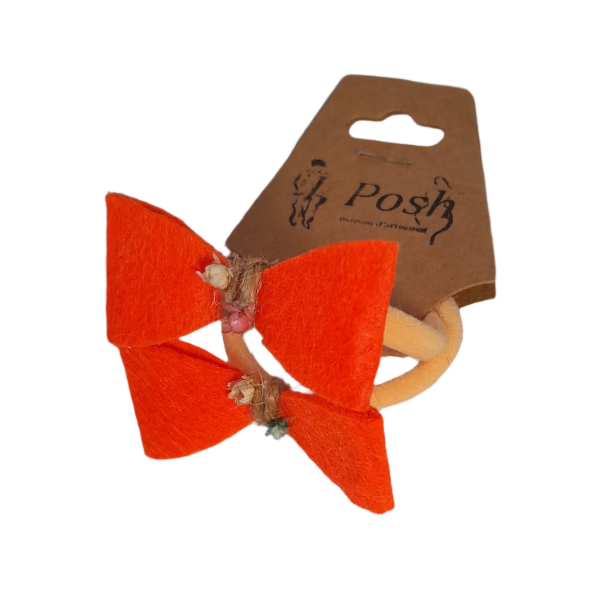 Girls’ Handmade Hair Ties with Felt Bows – Set of 2 Matching Elastics in Assorted Colors