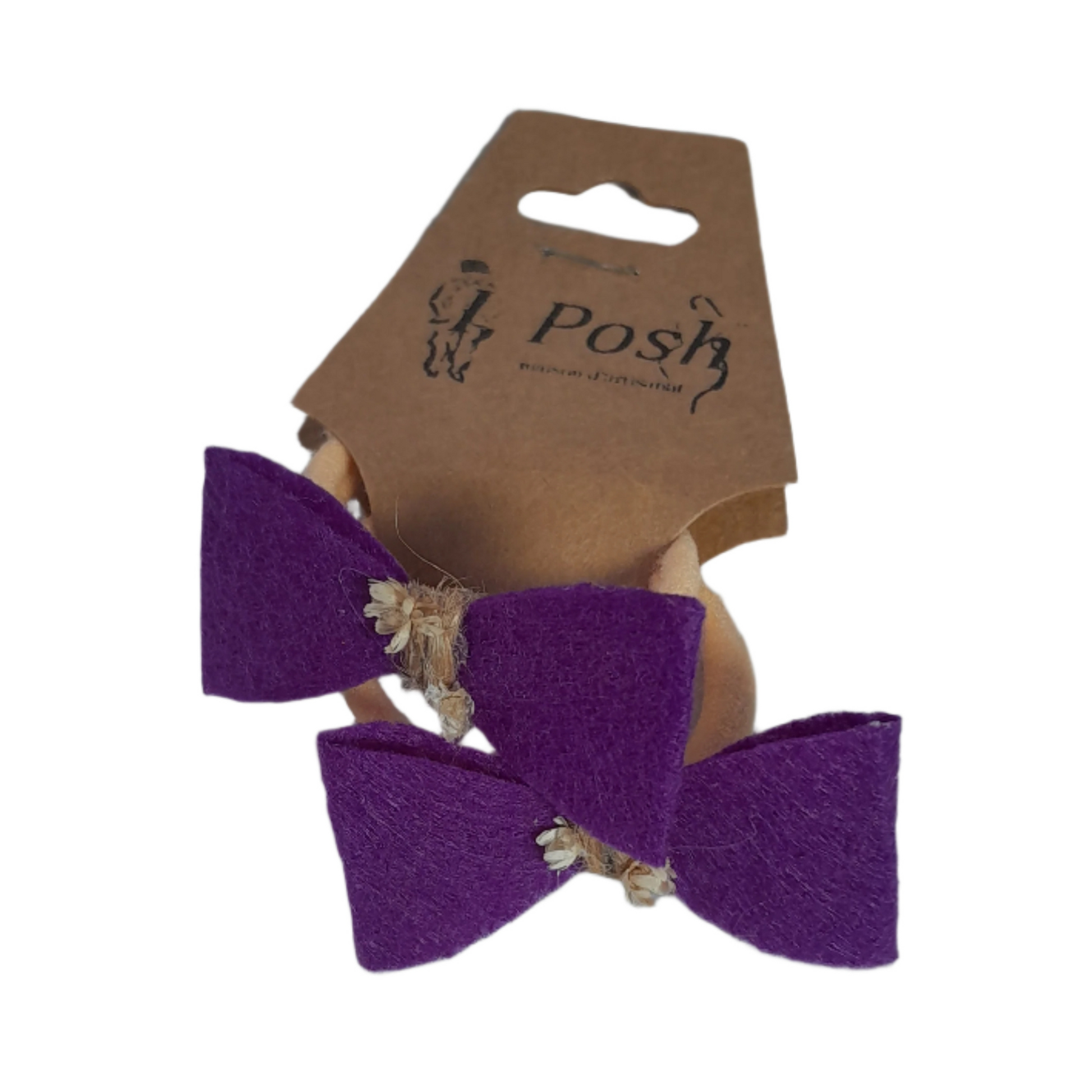 Girls’ Handmade Hair Ties with Felt Bows – Set of 2 Matching Elastics in Assorted Colors