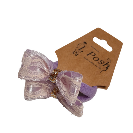 Delicate Handmade Hair Ties – Set of 2 with Satin and Dentelle Bows for Girls