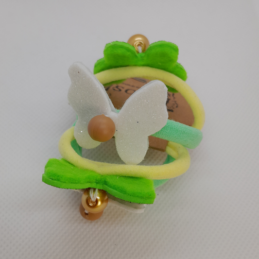 Set of 4 Butterfly Hair Ties for Girls – Handmade Colorful Elastic Bands in Matching Pairs