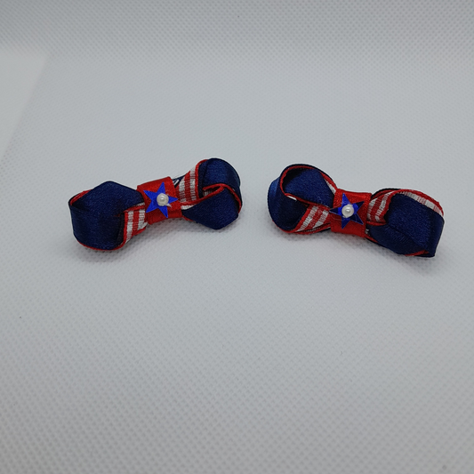 Festive Navy Satin Bow Hair Clips – Christmas Pair for Girls’ Holiday Outfits