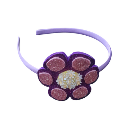 Purple Flower Headband for Girls – Handmade Floral Hair Accessory