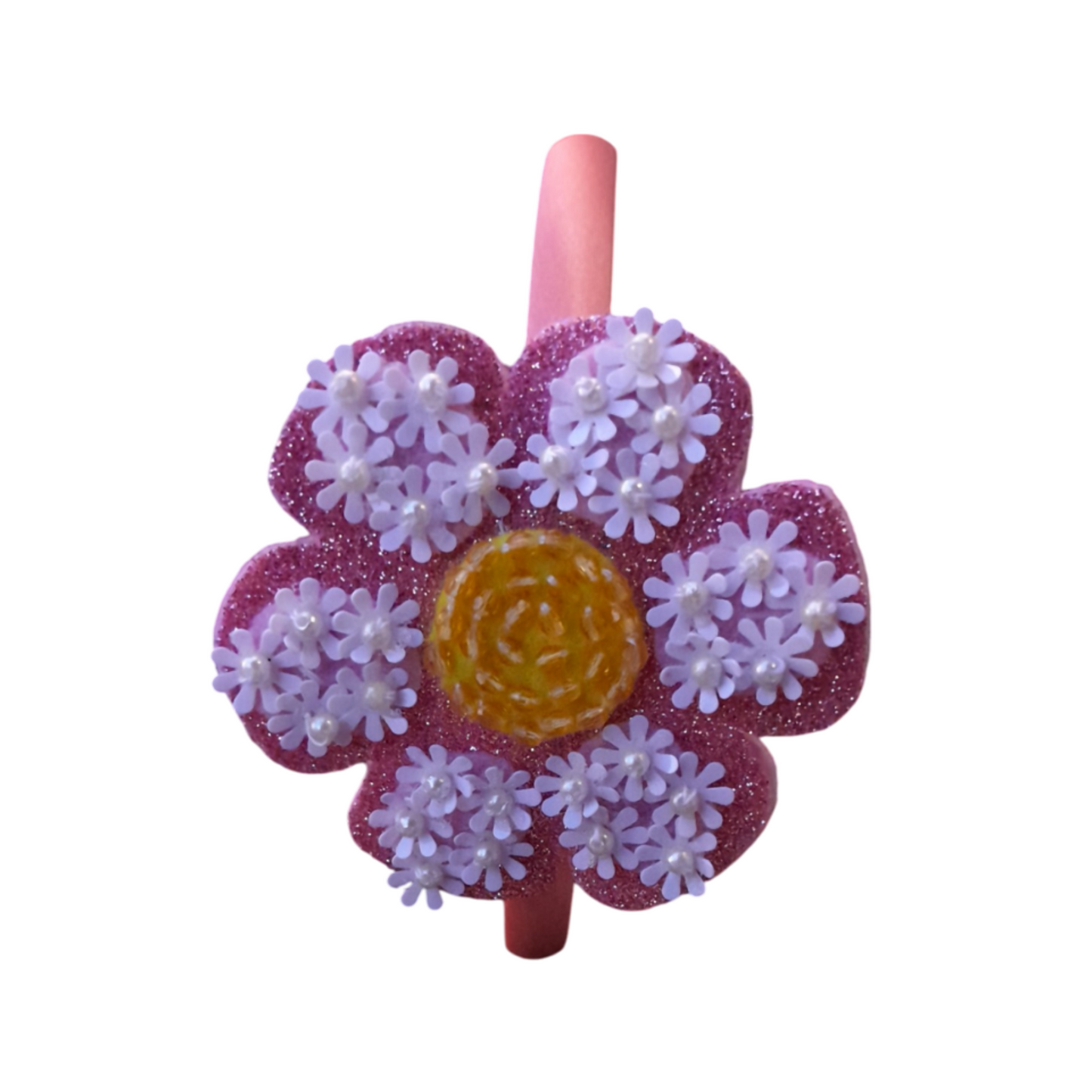 Pink Flower Headband for Girls – Soft, Customizable Floral Hair Accessory