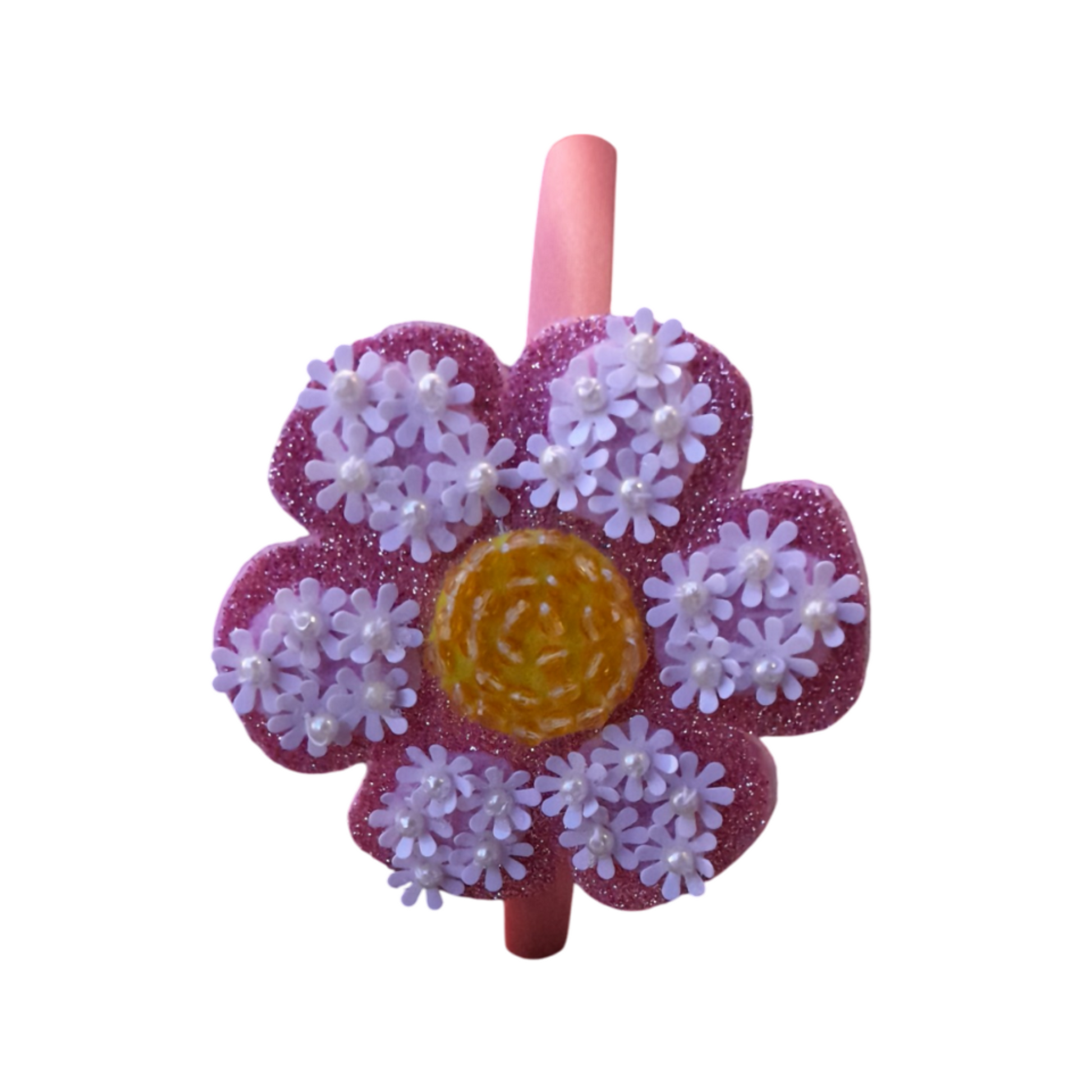 Pink Flower Headband for Girls – Soft, Customizable Floral Hair Accessory