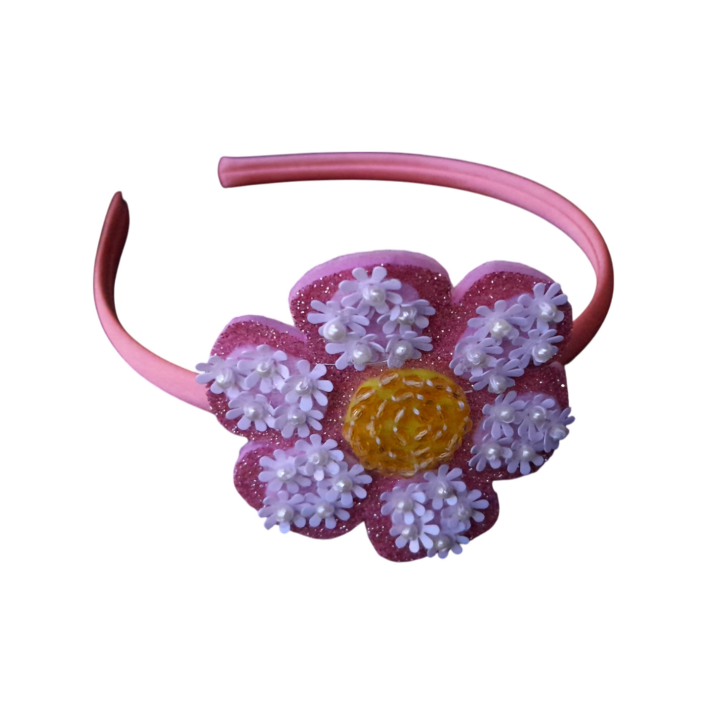 Pink Flower Headband for Girls – Soft, Customizable Floral Hair Accessory