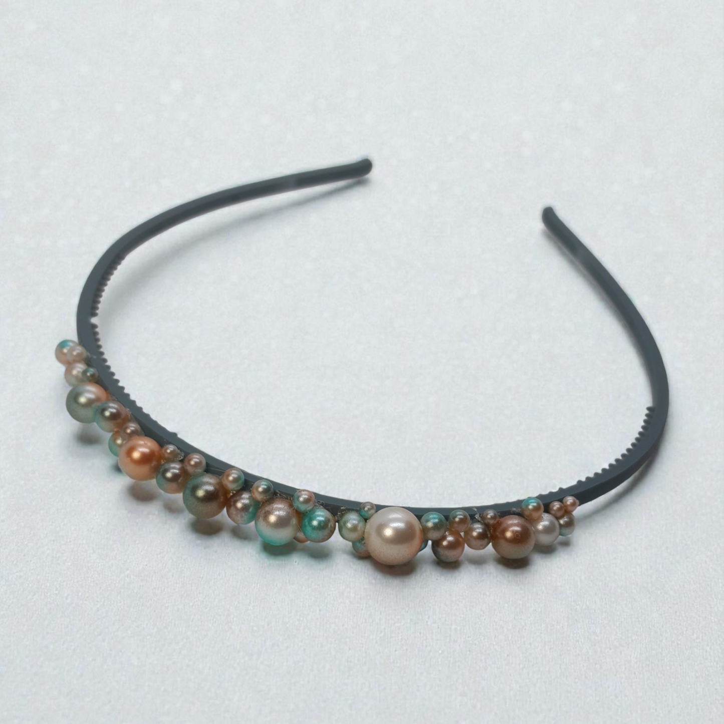 Holiday Bauble Headband for Girls – Elegant Christmas Hairband in Petrol Green, Navy Blue & Café au Lait